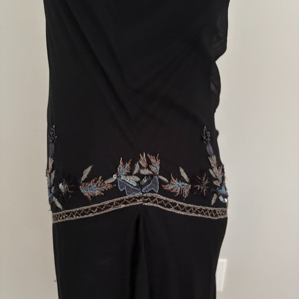 Stenay Y2K Black Silk Beaded Fairy Goth Dress Whimsigoth Fairycore 6 - Picture 5 of 11